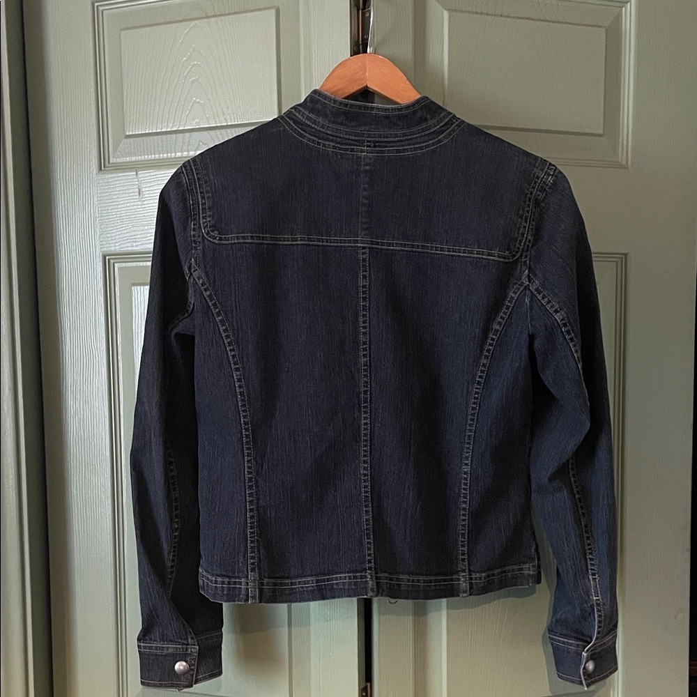 DKNY Dark Denim Jacket with Zipper Details - Picture 2 of 6